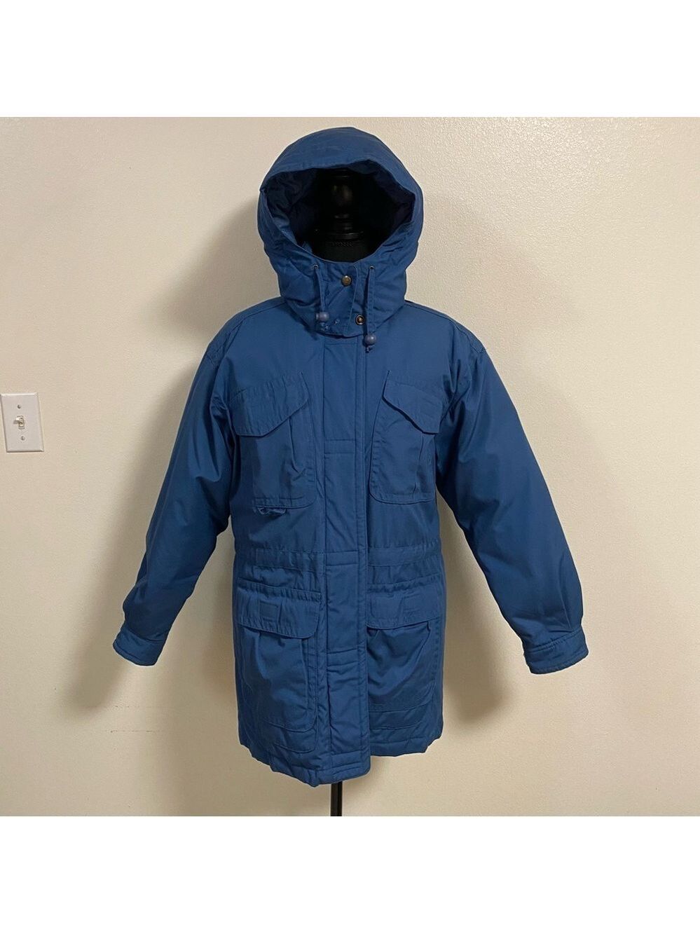 Eddie Bauer Parka Women’s Size Small Blue Hooded Down Parka Jacket